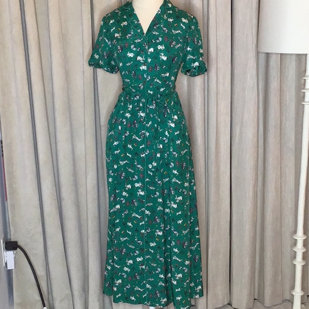 HVN Silk Button-up Long Dress